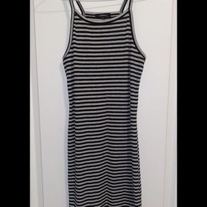 Women’s fitted stripe ribbed midi dress